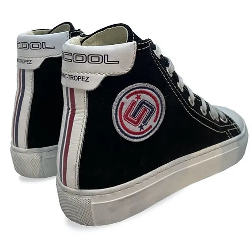 Vintage Effect High Top Sneakers - Black
