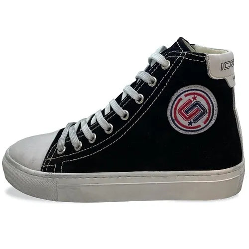 Vintage Effect High Top Sneakers - Black