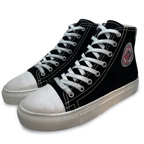 Vintage Effect High Top Sneakers - Black
