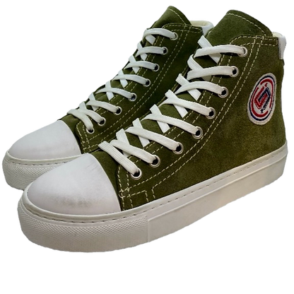 Baskets Montantes Effet Vintage - Olive